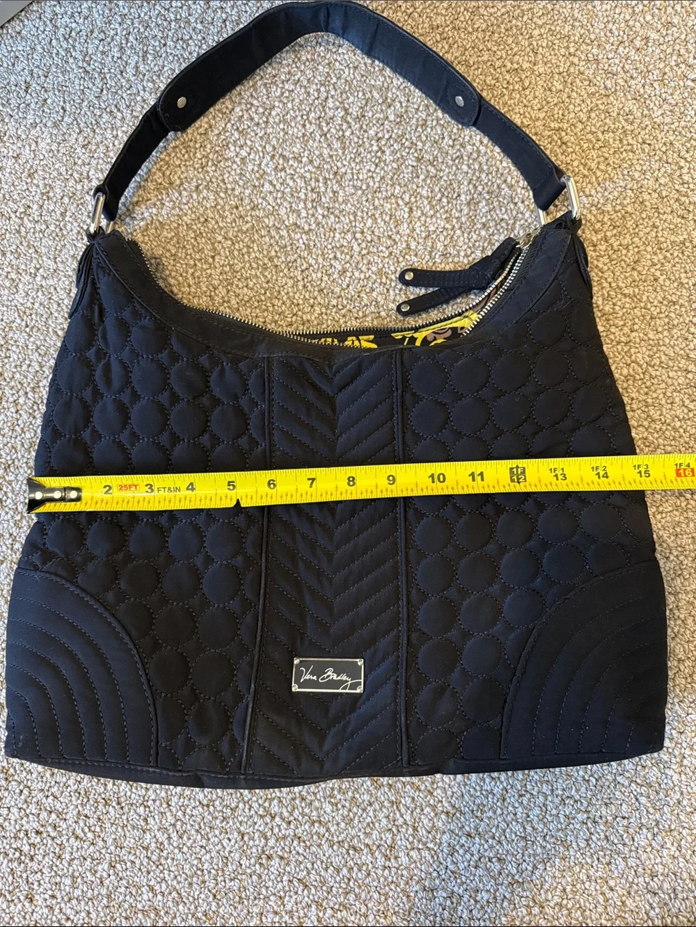 Vera Bradley Retired Baroque Inside Lining Quilted Black Shoulder Hobo Bag Purse